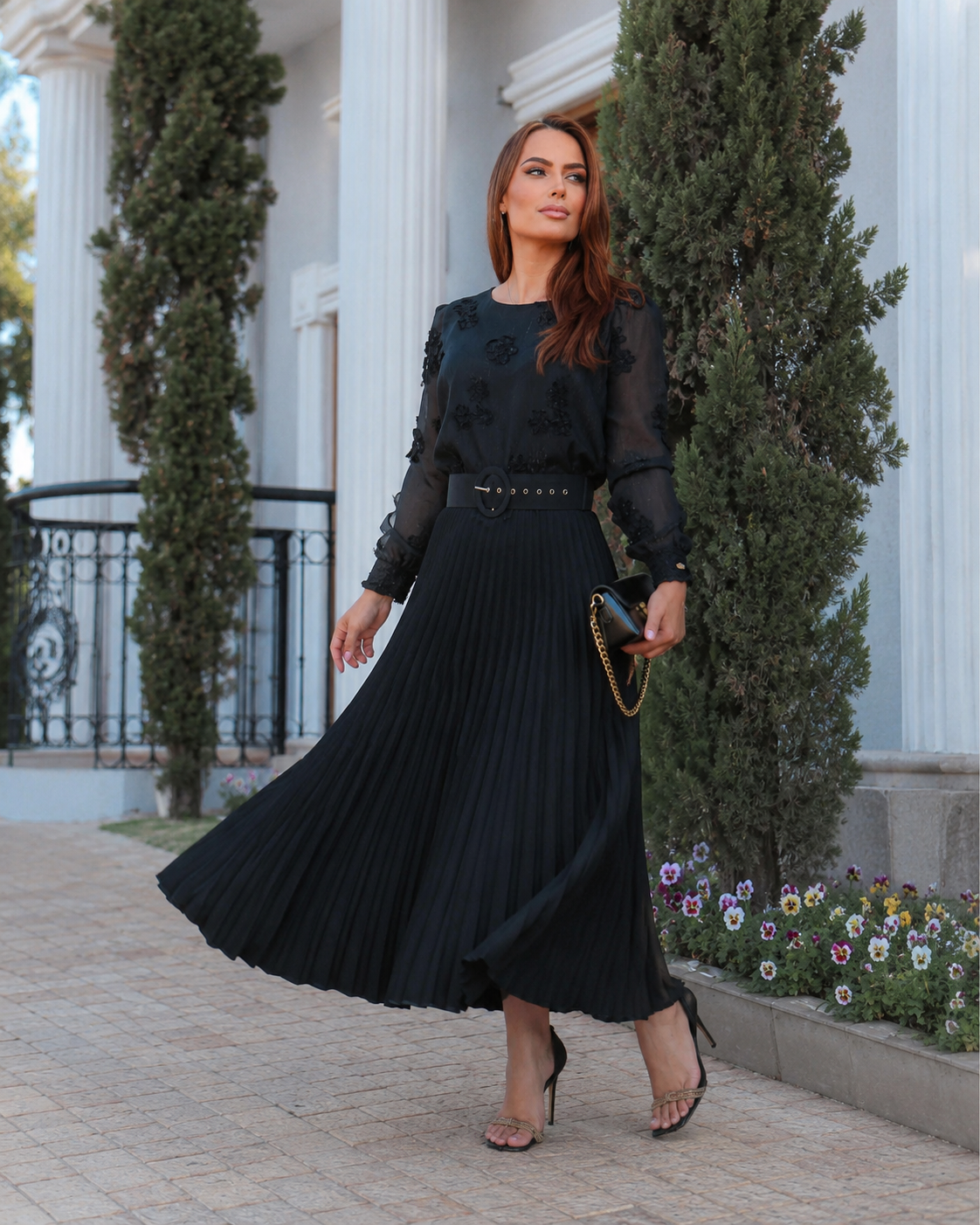Vestido Antonieta Midi Plissado com Tule | Moda Marli