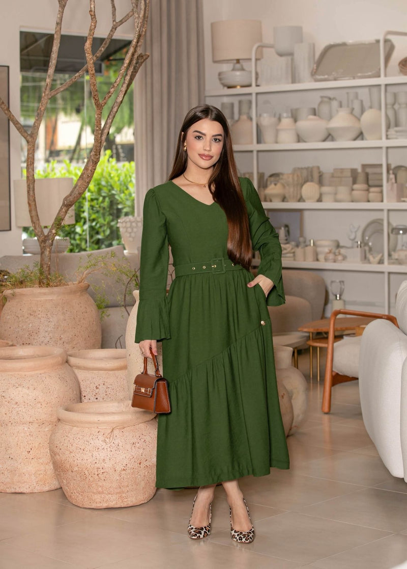 Vestido Alfaiataria Marrant Verde Midi | Moda Marli