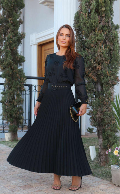 Vestido Antonieta Midi Plissado com Tule | Moda Marli