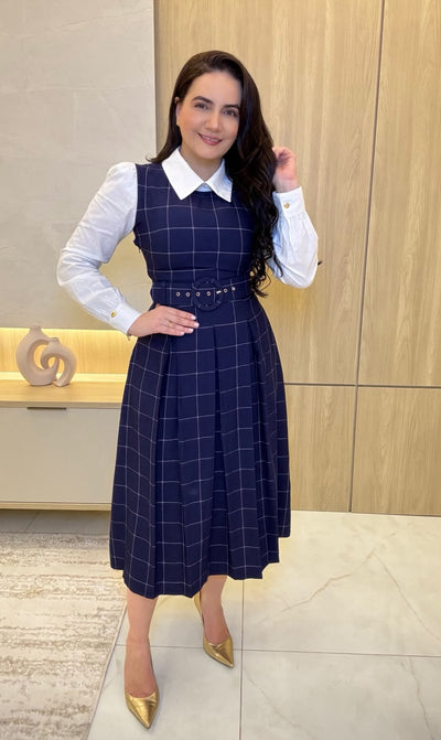 Vestido Feminino Quadriculado com Camisa | Moda Marli