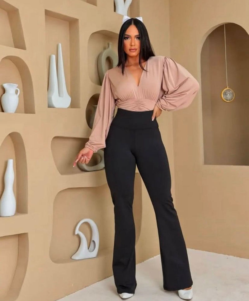 Calça Flare Peluciada Cintura Alta | Moda Marli
