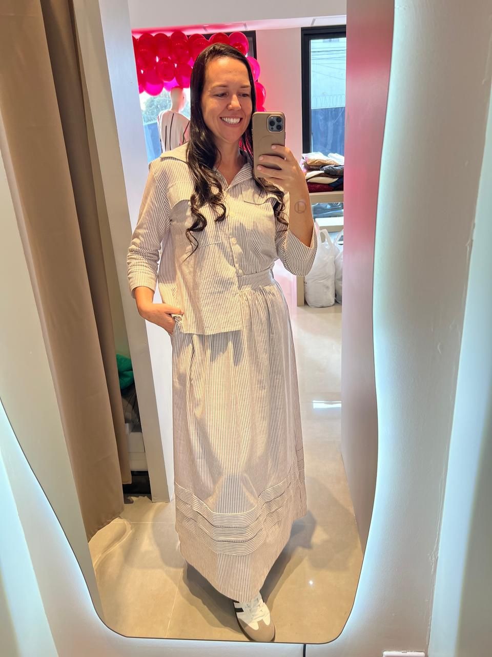 Conjunto Listrado Branco Feminino | Moda Marli