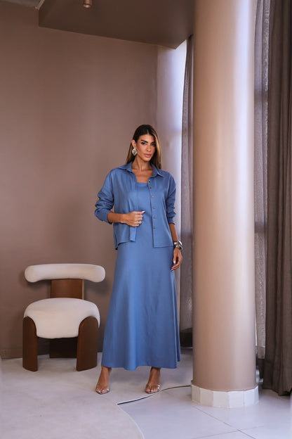 Vestido em Linho Longo com Alças | Moda Marli