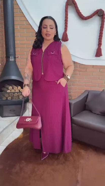 Conjunto Plus Size Verde com Colete | Moda Marli
